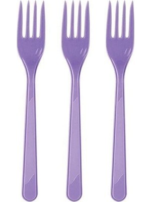 25 Adet Plastik Mor Çatal