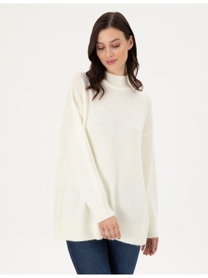 Pierre Cardin Kadın Ekru Oversize Yarım Balıkçı Kazak 50301841-VR019