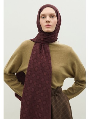 Fresh Scarfs Oslo Pamuk Floş Jakarlı Şal Erik Çürüğü