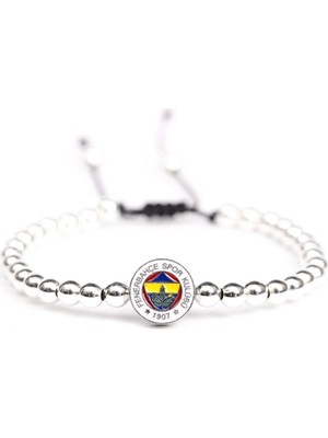 Fenerbahçe Fb Logo İnce Hematit Doğaltaş Bileklik 15 - 22 cm Kadın Kullanıcılar İçin Şık Tasarım