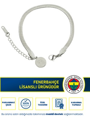 Fenerbahçe Fb Italyan Ezme Çelik Bileklik Unisex Kullanıcılar İçin Gri Renkli Dayanıklı Tasarım