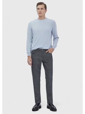 Antrasit Düz Dokuma Slim Fit Casual Pamuk Karışımlı Pantolon