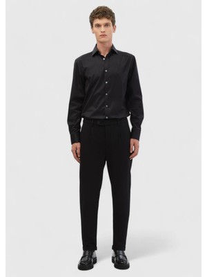 Siyah Düz Örme Regular Fit Casual Pantolon