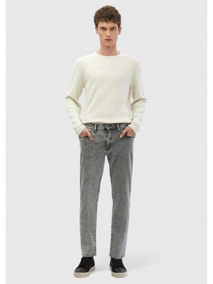 Gri Düz Regular Fit Denim %100 Pamuk Pantolon