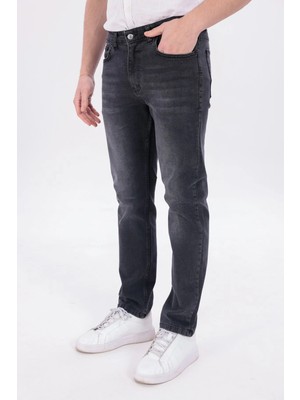 Blayn Jeans Erkek Antrasit Gri Regular Fit Düz Paça Esnek Denim Kot Pantolon Günlük