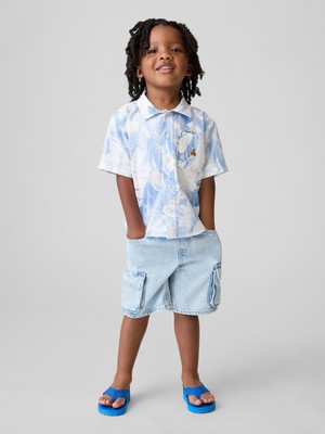 Gap Erkek Bebek Açık Mavi Ultrasoft Denim Pull-On Kargo Şort