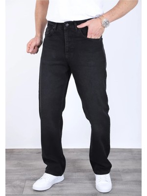 Blayn Jeans Erkek Mat Siyah Baggy Kot Pantolon - Geniş Kalıp Günlük Rahat Denim Jean