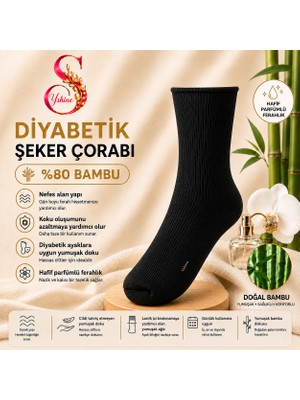 Yshine Yshıne Bambu Diyabetik Şeker Çorabı Ince Esnek Ağızlı Hafif Parfümlü Unisex Soket Çorap 3’lü Avantaj Paketi