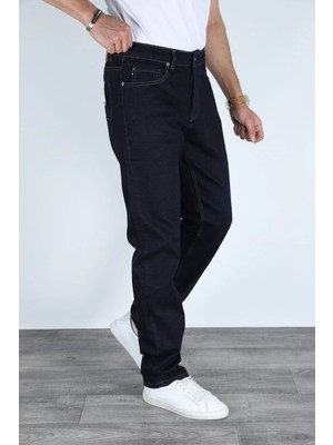 Myrab Denim Erkek Lacivert Regular Kalıp Rahat Yıkamasız Görünüm Kot Pantolon