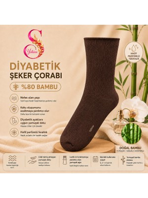 Yshine Yshıne Bambu Diyabetik Şeker Çorabı Ince Esnek Ağızlı Hafif Parfümlü Unisex Soket Çorap 3’lü Avantaj Paketi