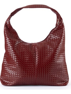 Glondy Berra Suni Deri Örgü Desenli Kadın Omuz Çantası