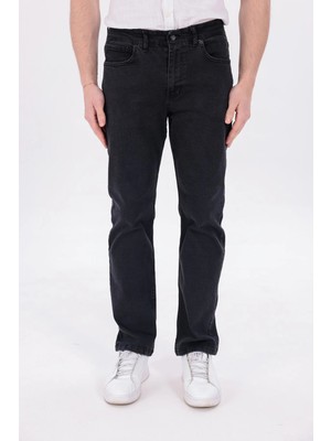 Blayn Jeans Erkek Siyah Regular Fit Düz Paça Esnek Denim Kot Pantolon Günlük
