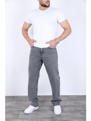 Blayn Jeans Erkek Arsenik Gri Baggy Kot Pantolon - Geniş Kalıp Günlük Rahat Denim Jean