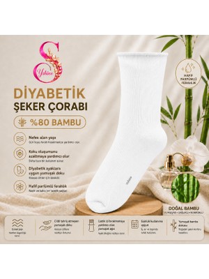 Yshine Yshıne Bambu Diyabetik Şeker Çorabı Ince Esnek Ağızlı Hafif Parfümlü Unisex Soket Çorap 3’lü Avantaj Paketi
