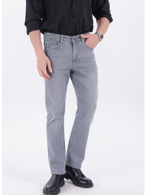 Blayn Jeans Erkek Gri Regular Fit Düz Paça Esnek Denim Kot Pantolon Günlük