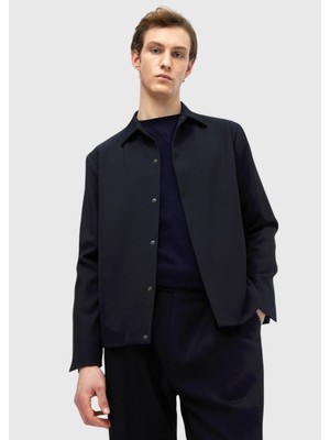 Lacivert Düz Casual Fit %100 Yün Takım Elbise