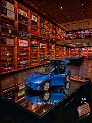 Oyuncak Sahili Tesla 21cm Diecast Metal 1,24 Scale Koleksiyon Model Martı Kapı Araba 6 Kapı Açılır Işık Ses Far Stop Efetli Tesla Mavi