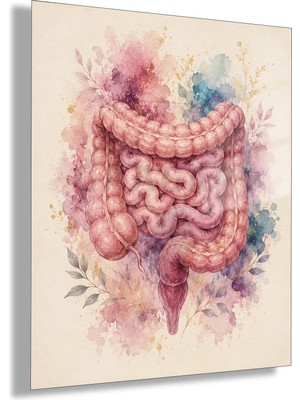 Gaagart Temperli Cam Tablo Renkli Suluboya Anatomik Bağırsak Klinik Duvar Dekoru