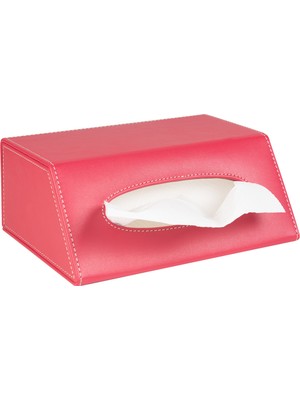 2K Peçetelik,çek Al El ve Yüz Havlusu Kutu Mendil,kağıt Mendil Muhafaza Kutusu,vegan Deri,9*22*18 Cm. Fuşya