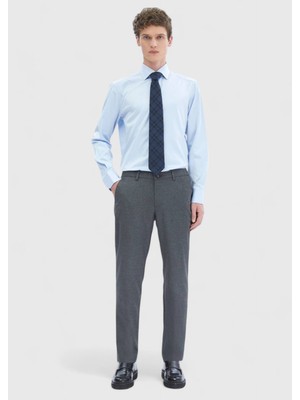 Gri Düz Dokuma Jogging Fit Casual Pantolon