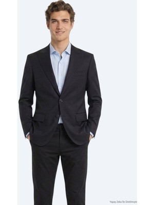 Kip Lacivert Düz Modern Fit Yün Karışımlı Takım Elbise