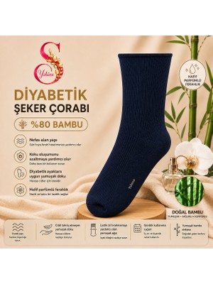 Yshine Yshıne Bambu Diyabetik Şeker Çorabı Ince Esnek Ağızlı Hafif Parfümlü Unisex Soket Çorap 3’lü Avantaj Paketi