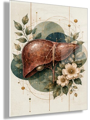 Gaagart Temperli Cam Tablo Geometrik Botanik Anatomik Karaciğer Doktor Odası Tablosu