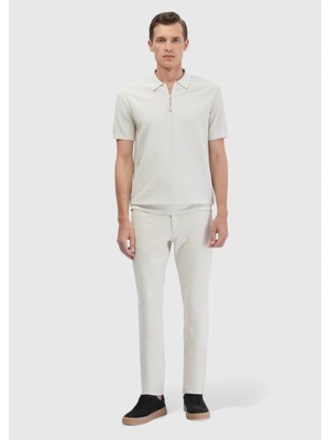 Kum Düz Örme Slim Fit Casual Pantolon