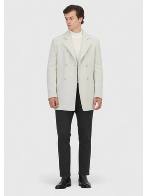 Ramsey Ekru Regular Fit Kruvaze Yaka Casual Dokuma Kaban