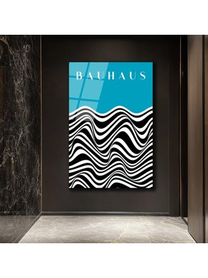 GLAZELLA Bauhaus Esintili Dalgalı Optik Illüzyon Cam Tablo