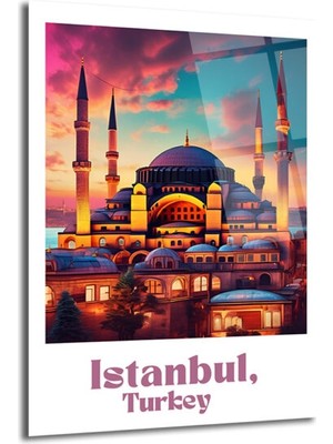 GLAZELLA Istanbul'un Renkli Ruhunu Yansıtan Cam Tablo: Büyülü Gün Batımı