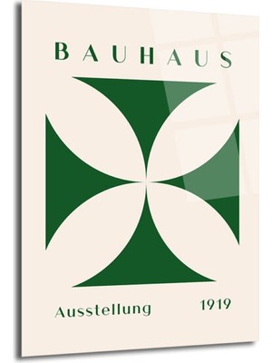 GLAZELLA Bauhaus Estetiği Yeşil Çapraz Desen Cam Tablo