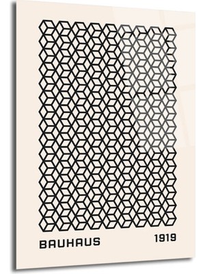 GLAZELLA Bauhaus Geometrik Küpler Cam Tablo - Minimalist Sanat Dekorasyonu