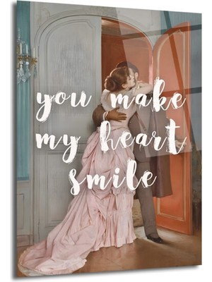 GLAZELLA Aşkın Sıcak Kucaklaşması Cam Tablo - 'you Make My Heart Smile'