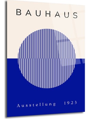 GLAZELLA Bauhaus Sanatının Zamansız Yansıması: Modern Mavi Çizgili Cam Tablo