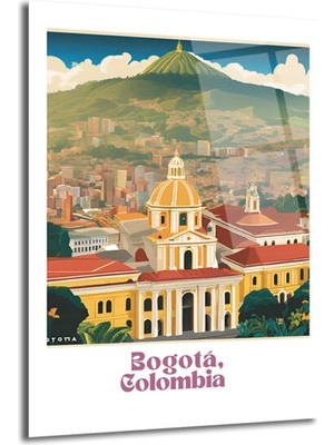 GLAZELLA Bogotá Kolombiya Şehir Manzarası Cam Tablo