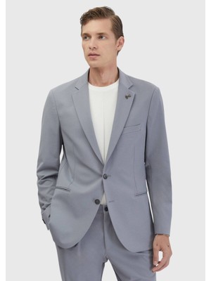 Açık Gri Düz Comfort Fit Örme Takım Elbise