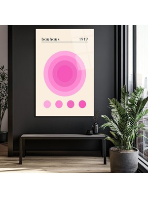 GLAZELLA Bauhaus 1919 Pembe Daireler Modern Tasarım Cam Tablo