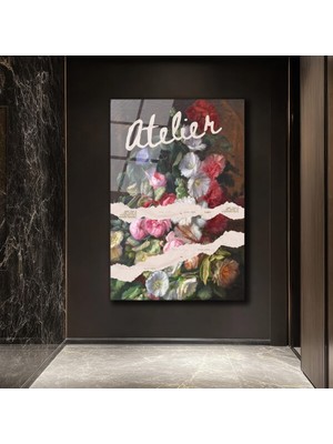 GLAZELLA Atelier Çiçek Buketi Temalı Sanatsal Cam Tablo