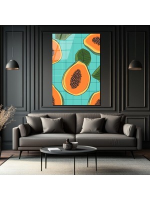 GLAZELLA Tropikal Papaya Dilimleri Modern Cam Tablo