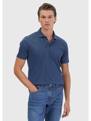 Ramsey İndigo Düz Polo Yaka %100 Pamuk T-Shirt
