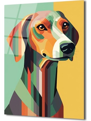 GLAZELLA Modern Geometrik Köpek Sanatı Cam Tablo