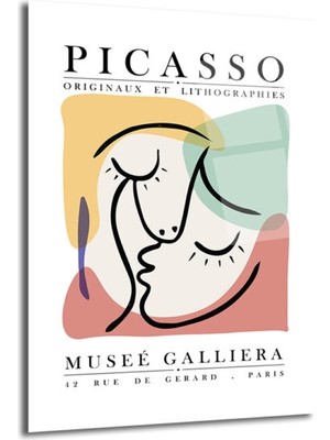 GLAZELLA Picasso Esintili Soyut Yüzler Cam Tablo - Modern Sanat Duvar Dekoru