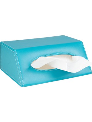 2K Peçetelik,çek Al El ve Yüz Havlusu Kutu Mendil,kağıt Mendil Muhafaza Kutusu,vegan Deri,9*22*18 Cm. Turkuaz
