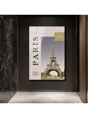 GLAZELLA Paris Eyfel Kulesi Seyahat Temalı Modern Cam Tablo
