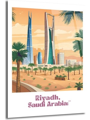GLAZELLA Riyadh, Suudi Arabistan Temalı Modern Cam Tablo