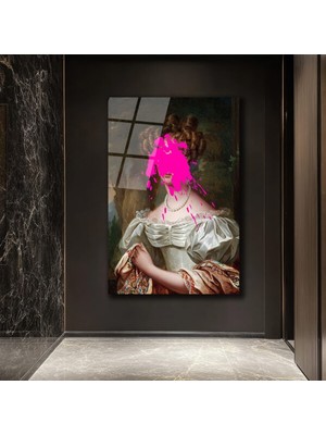 GLAZELLA Asil Kadın ve Pembe Sıçrama Modern Sanat Cam Tablo