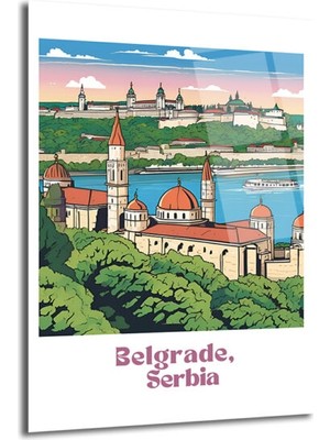 GLAZELLA Belgrad'ın Büyüsü: Şehir Manzaralı Tempered Cam Tablo