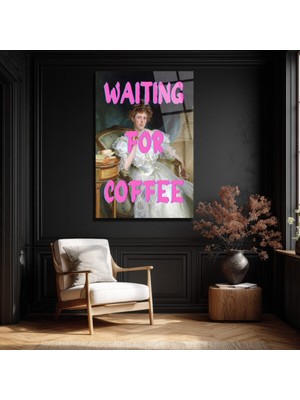 GLAZELLA "waiting For Coffee" Pop Art Klasik Cam Tablo - Mizahi Duvar Sanatı