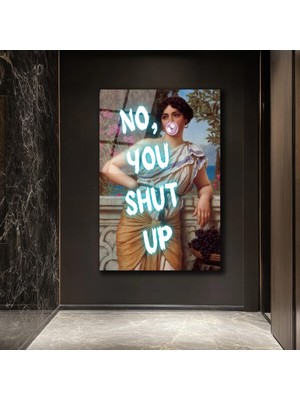 GLAZELLA Asi Klasik Kadın 'no, You Shut Up' Neon Yazılı Cam Tablo